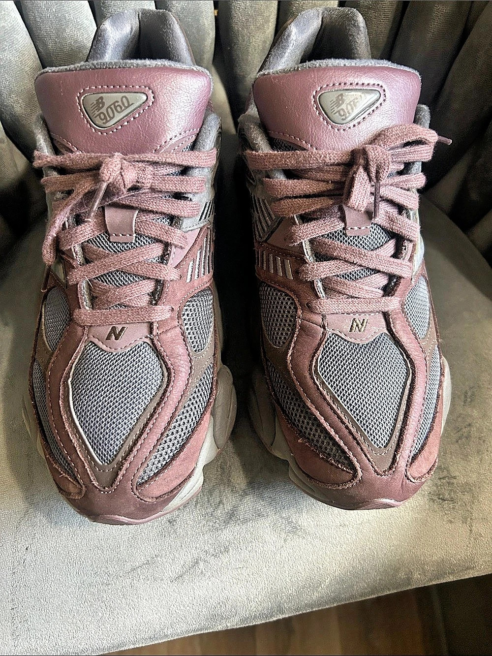 New Balance 9060 Maroon & Gray Sneakers